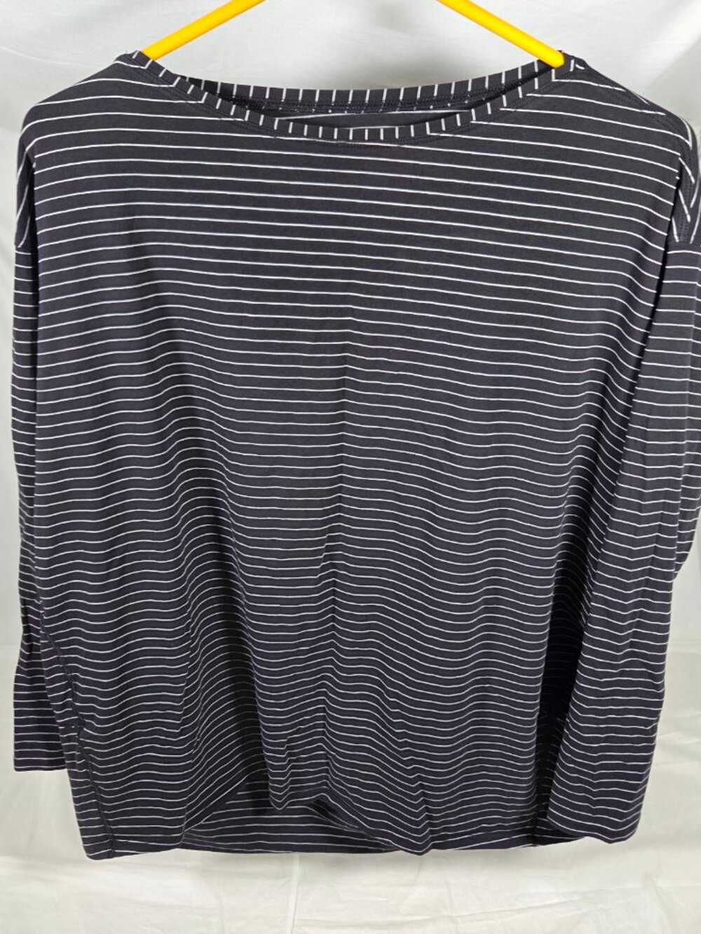Lululemon Back in Action Black White Stripe Boatneck Long Sleeve Top